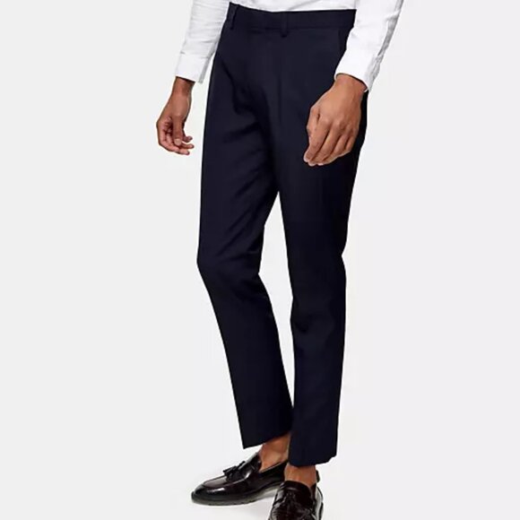 Topman SKINNY textured trousers in navy 34R - Picture 4 of 10